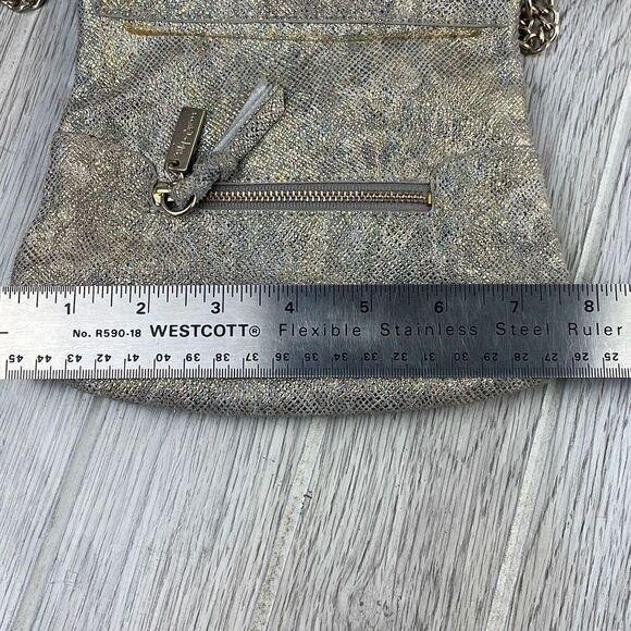 Foley & Corinna Iridescent Glittery Gold Chain Link Handle Crossbody Small Purse - Picture 12 of 12